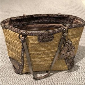 Coach faux snake skin/straw handbag